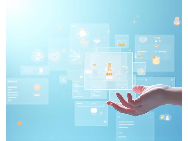 Stylized abstract graphic showing a person navigating a complex but intuitively designed 3D user interface, with accessibility icons integrated.