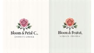 Before and after logos for Bloom & Petal Co., showing an outdated design transforming into a fresh, modern floral emblem.