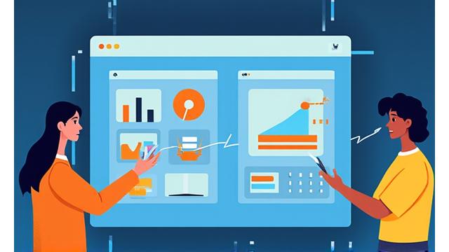 A screenshot from an animated explainer video for a tech startup, featuring stylized characters interacting with a futuristic user interface.