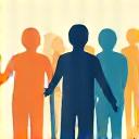 Illustration of people connecting, representing volunteer management and community building.