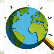 Stylized icon of a globe with a magnifying glass, symbolizing a sustainability audit.