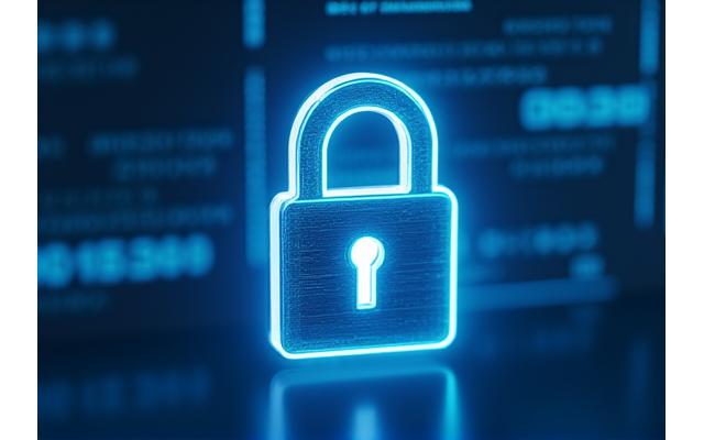 Stylized padlock icon integrated with web browser elements, representing digital intellectual property protection and secure usage