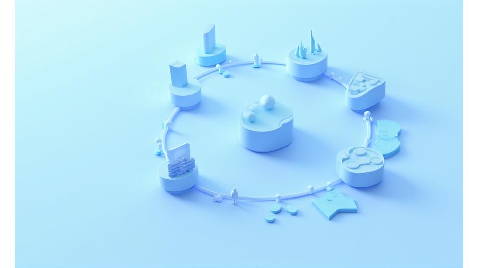 Diagram illustrating the iterative UX design process from research to testing