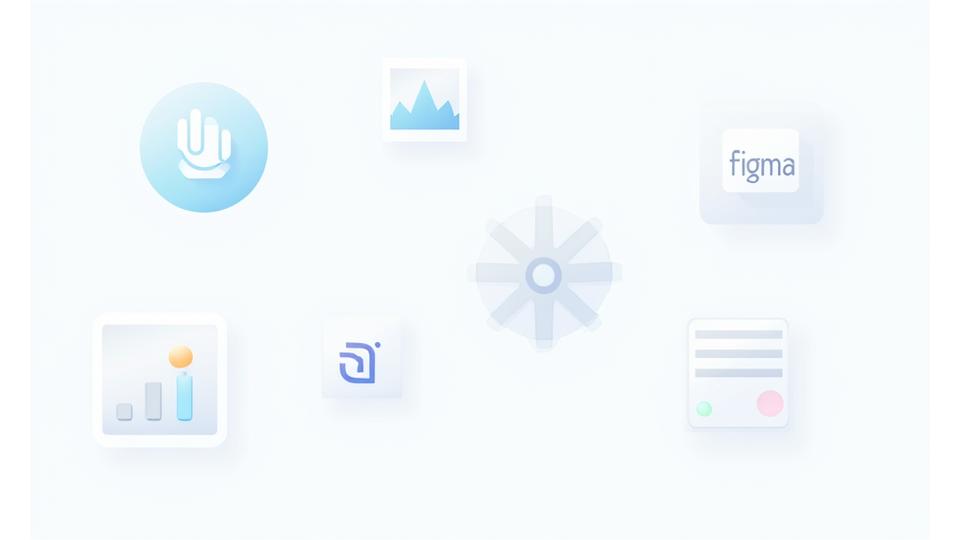 Collage of logos and interfaces from various UI/UX design tools and software