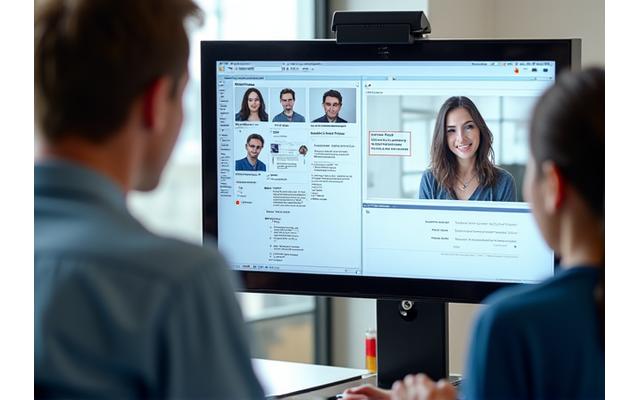 Real-time team collaboration tool showing shared documents and video call interface